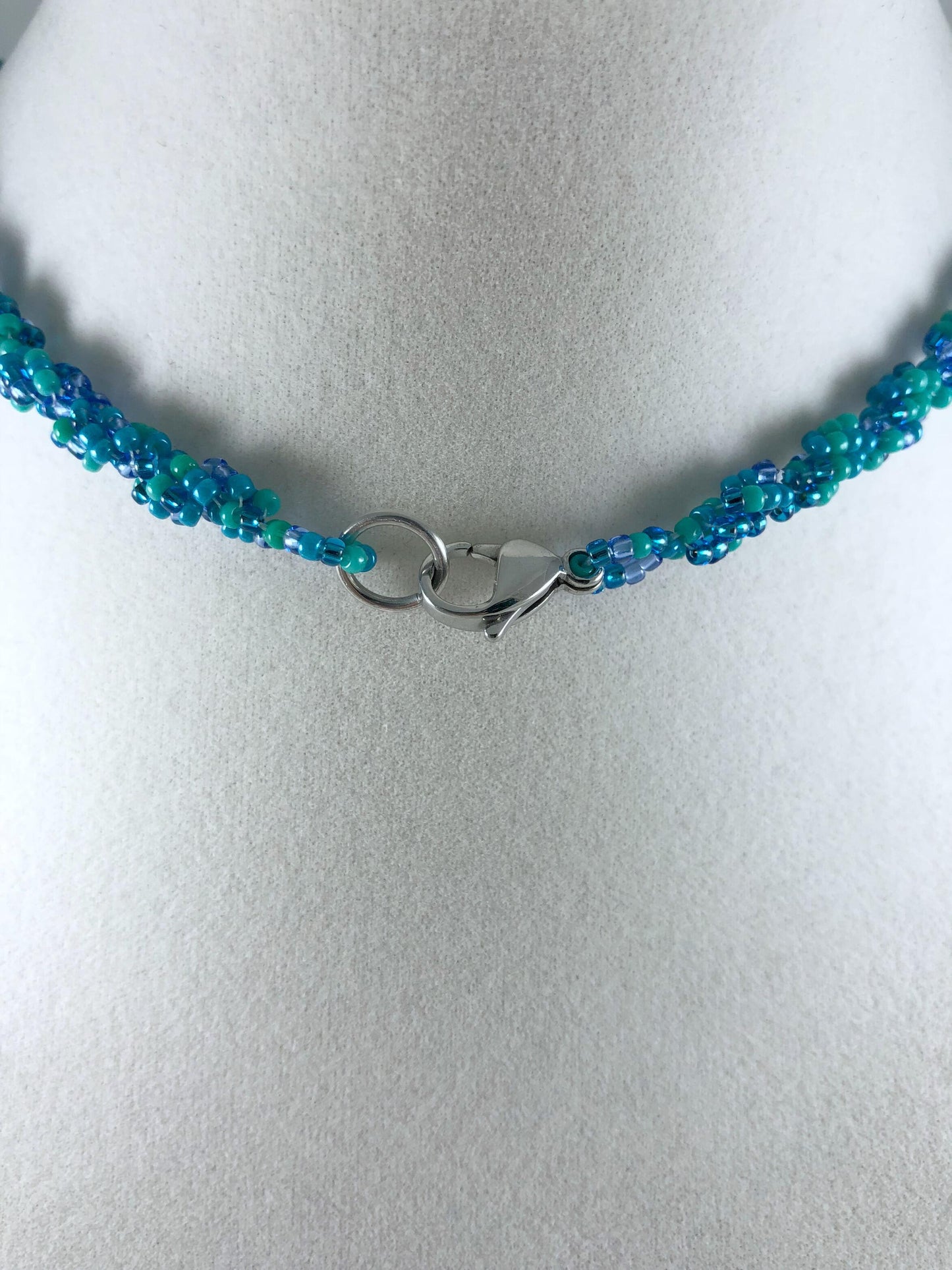 Dolphin Pendant Necklace, Beaded Spiral Rope, 20 Inch