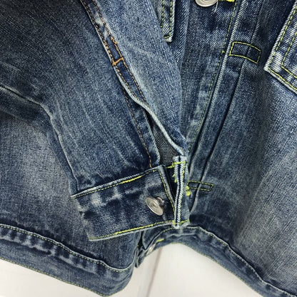 PHILIPPO NOMMO SMILEY FACE WASHED DENIM JEAN JACKET