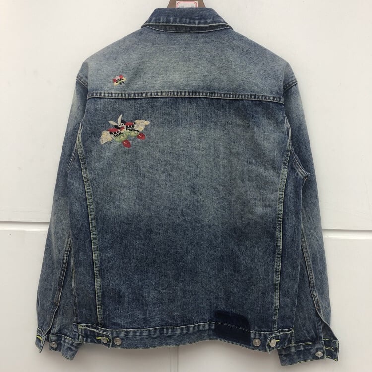 PHILIPPO NOMMO SMILEY FACE WASHED DENIM JEAN JACKET
