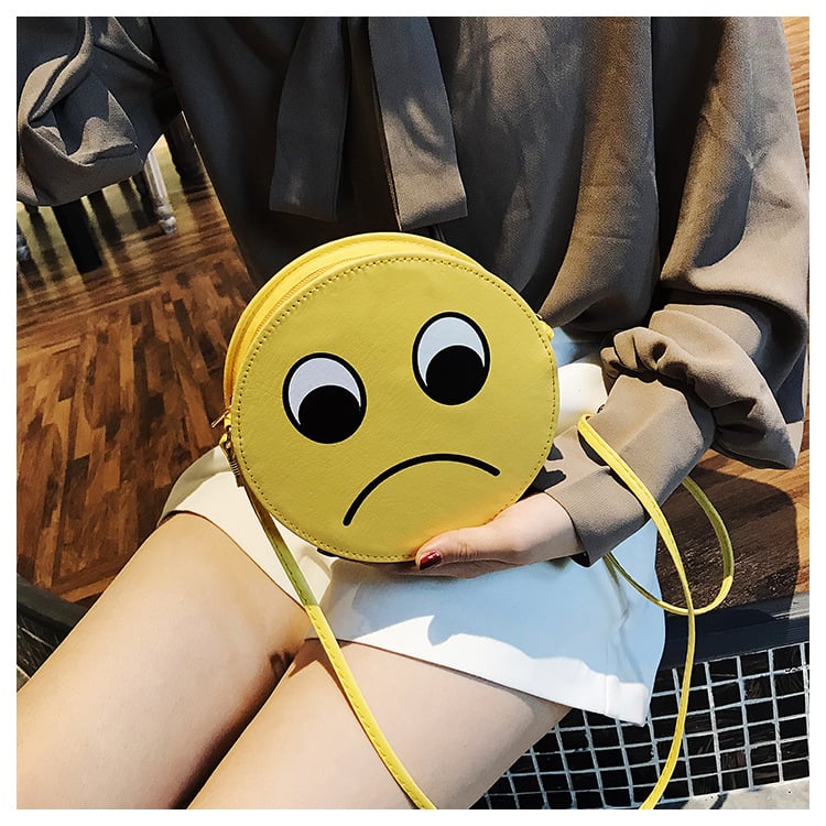 Smiling face expression small bag, recreational cartoon PU Women bag