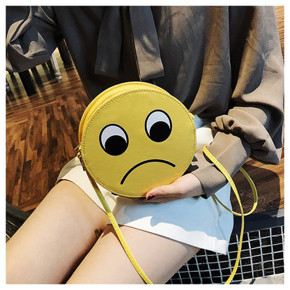 Smiling face expression small bag, recreational cartoon PU Women bag