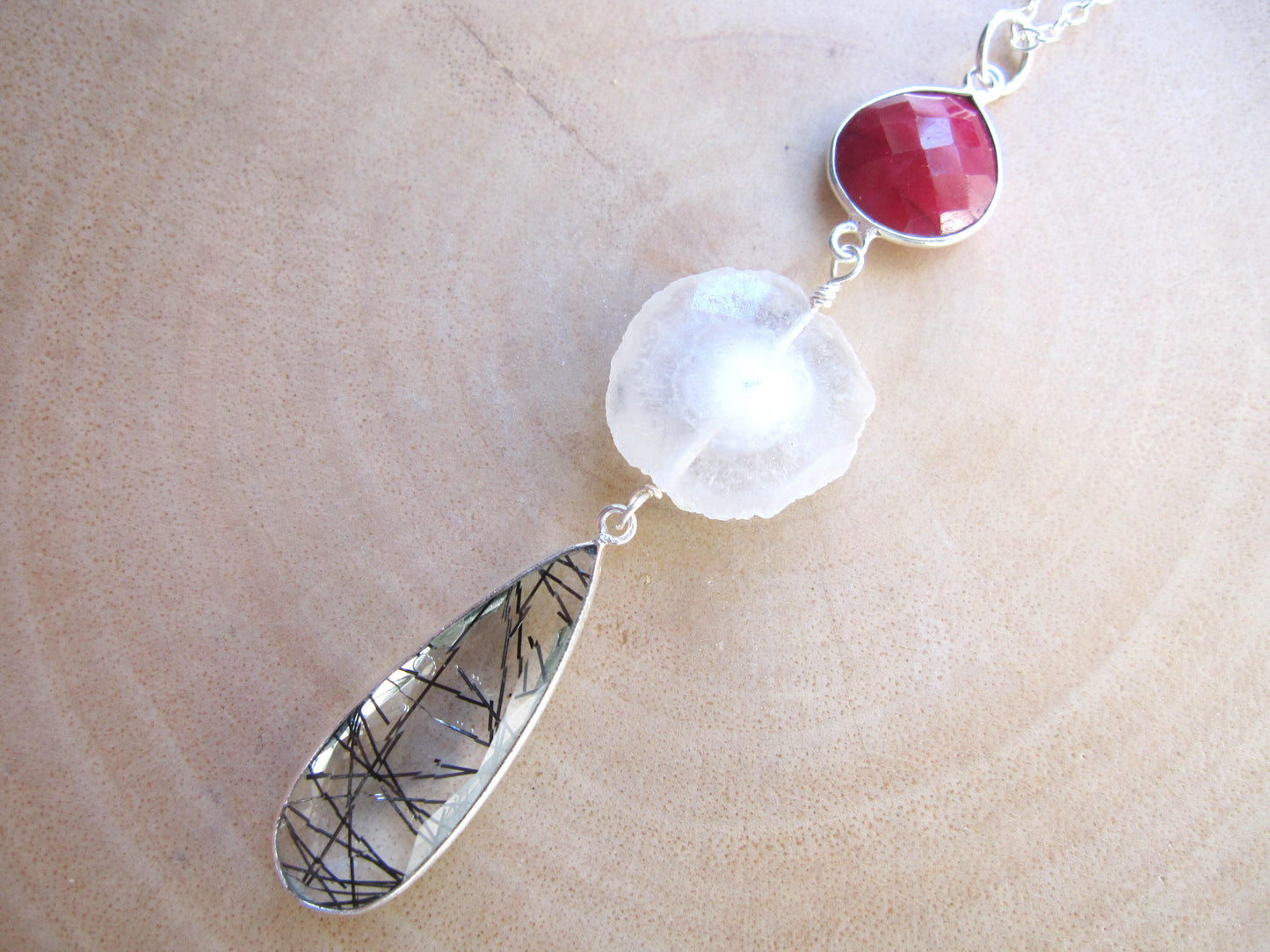 Long Quartz Teardrop Necklace