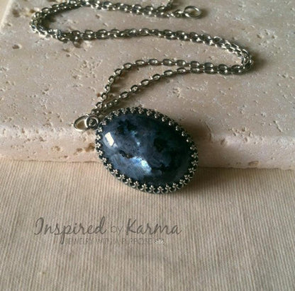 Larvikite Necklace, Black Moonstone