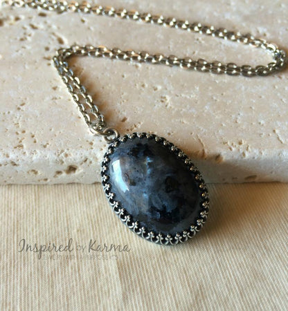Larvikite Necklace, Black Moonstone