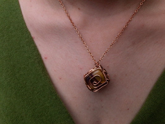 Jasper Necklace, Copper Wire Wrapped Pendant, Wiccan Gifts