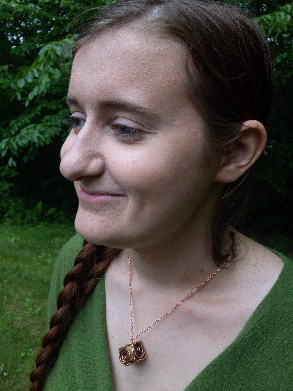 Jasper Necklace, Copper Wire Wrapped Pendant, Wiccan Gifts