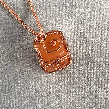 Carnelian Necklace, Copper Wire Wrapped Pendant, Gifts_for_Women, Pagan Gifts
