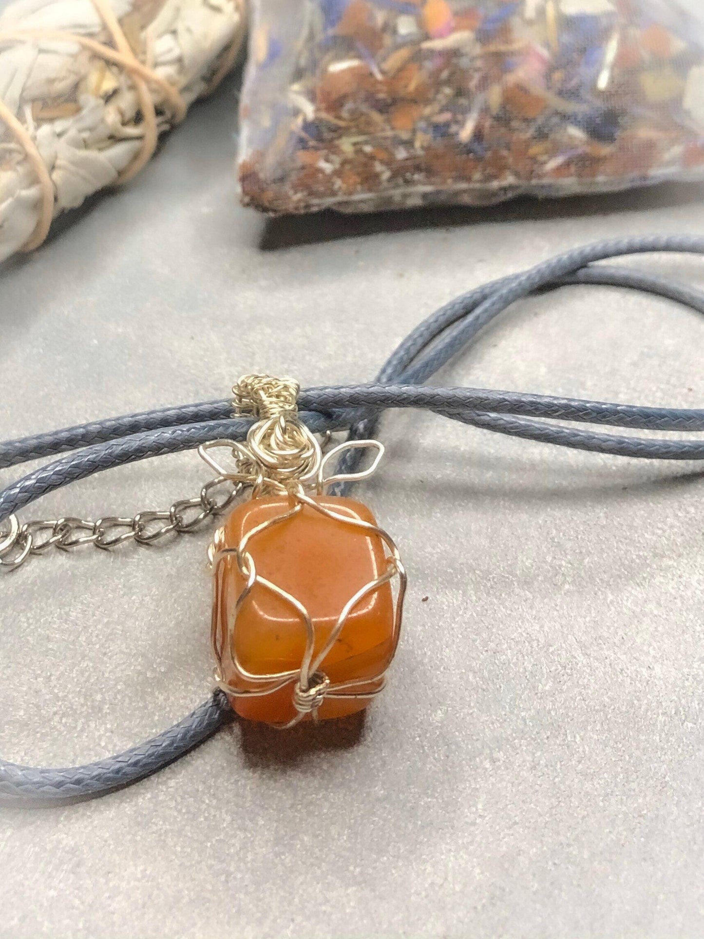 Silver Wire Wrapped Pendant, Carnelian Necklace, Mothers Day Gift, Witch Jewelry