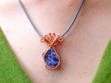 Charoite Necklace, Copper Wire Wrapped Pendant, Birthday Gifts, Gifts for Women, Witch Jewelry