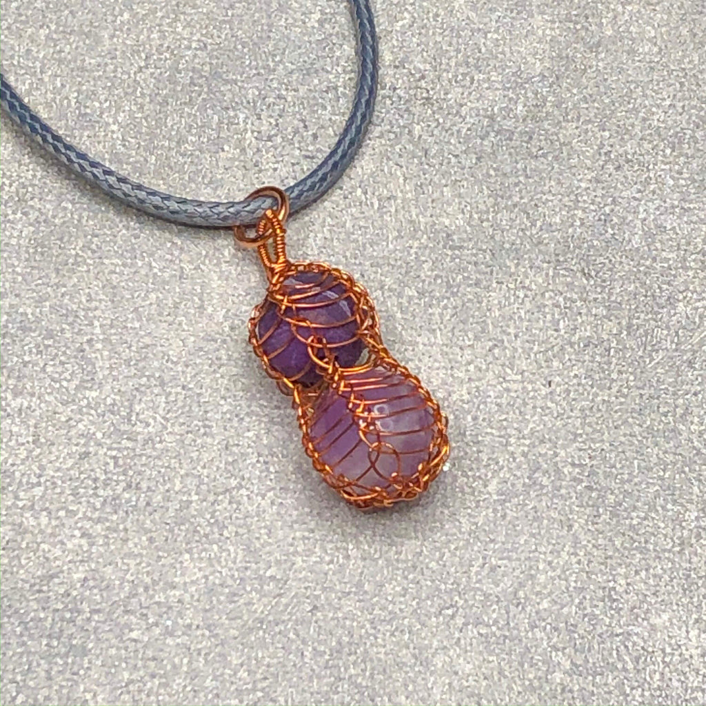 Amethyst Necklace, Wire Wrapped Pendant, Birthday Gifts, Boho Necklace
