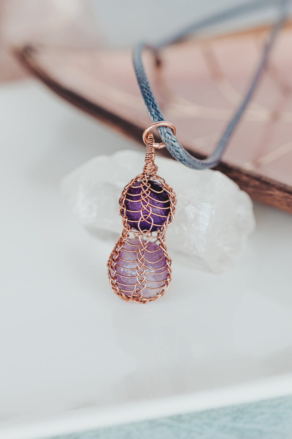 Amethyst Necklace, Wire Wrapped Pendant, Birthday Gifts, Boho Necklace