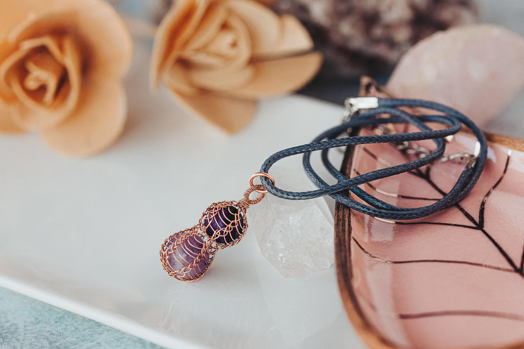 Amethyst Necklace, Wire Wrapped Pendant, Birthday Gifts, Boho Necklace