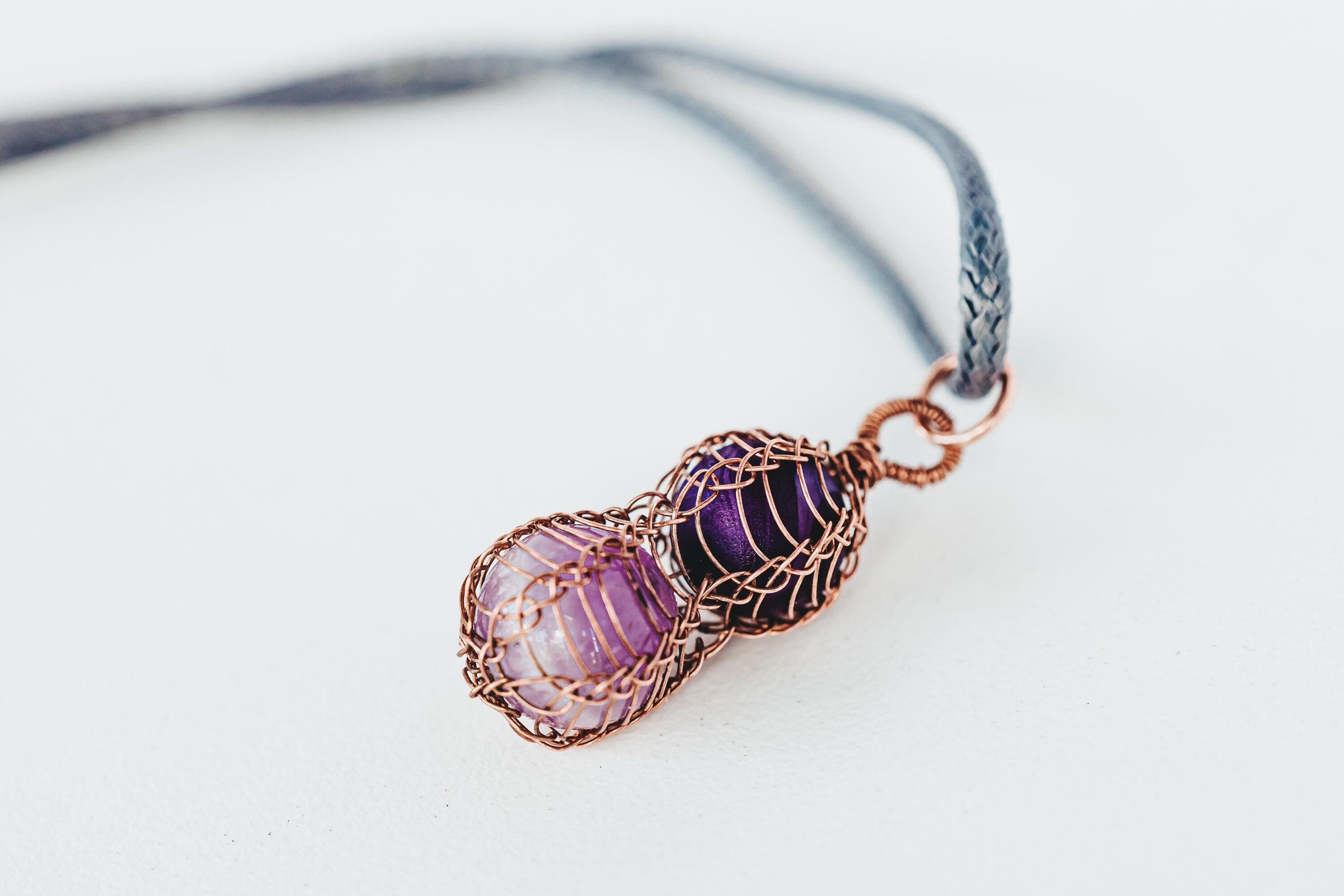 Amethyst Necklace, Wire Wrapped Pendant, Birthday Gifts, Boho Necklace