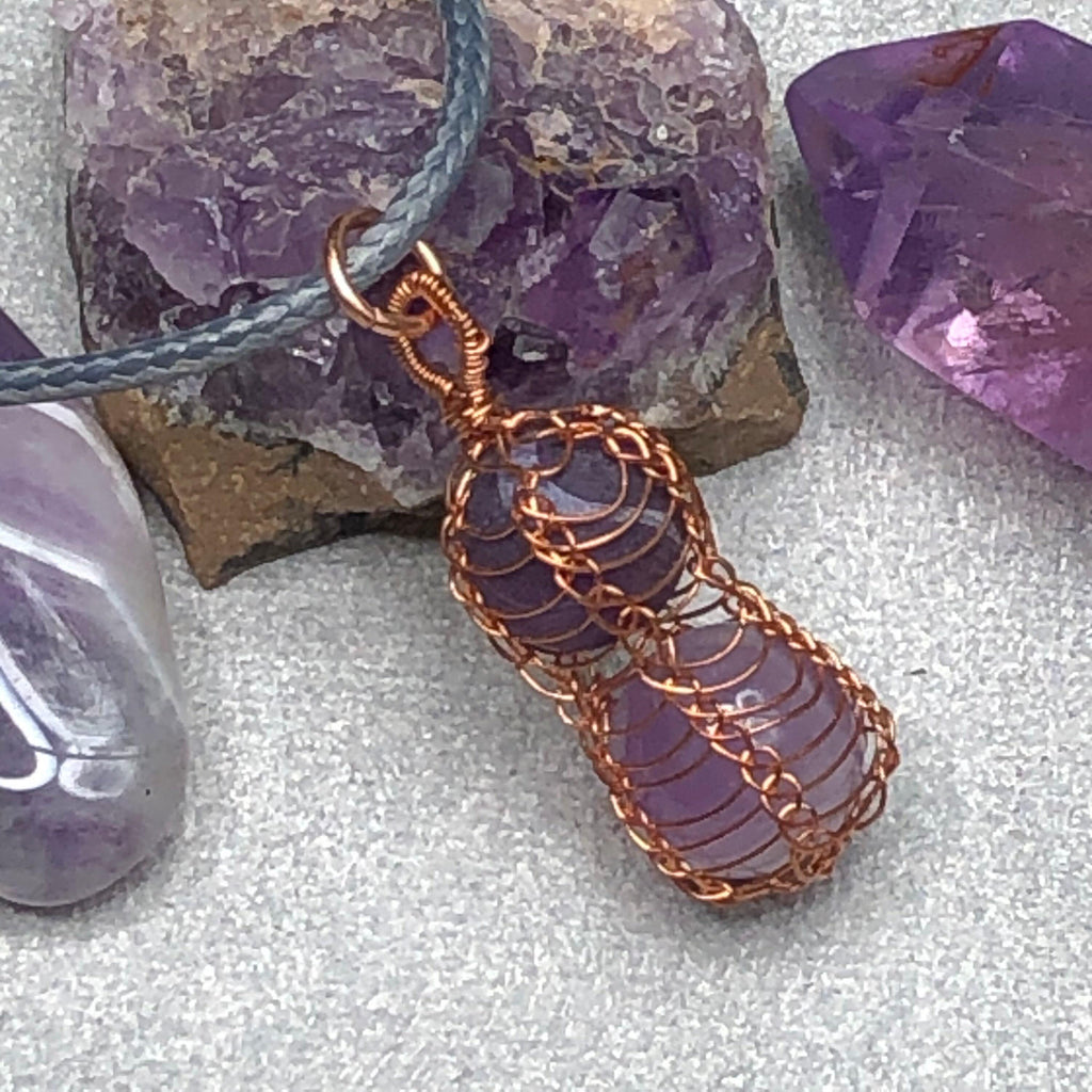 Amethyst Necklace, Wire Wrapped Pendant, Birthday Gifts, Boho Necklace