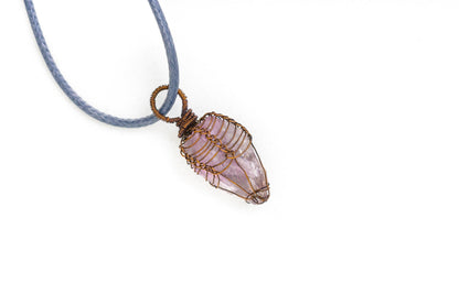 Raw Amethyst Necklace, Copper Wire Wrapped Pendant, Best Friend Gift , Witch Jewelry