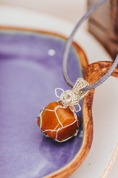 Silver Wire Wrapped Pendant, Carnelian Necklace, Mothers Day Gift, Witch Jewelry