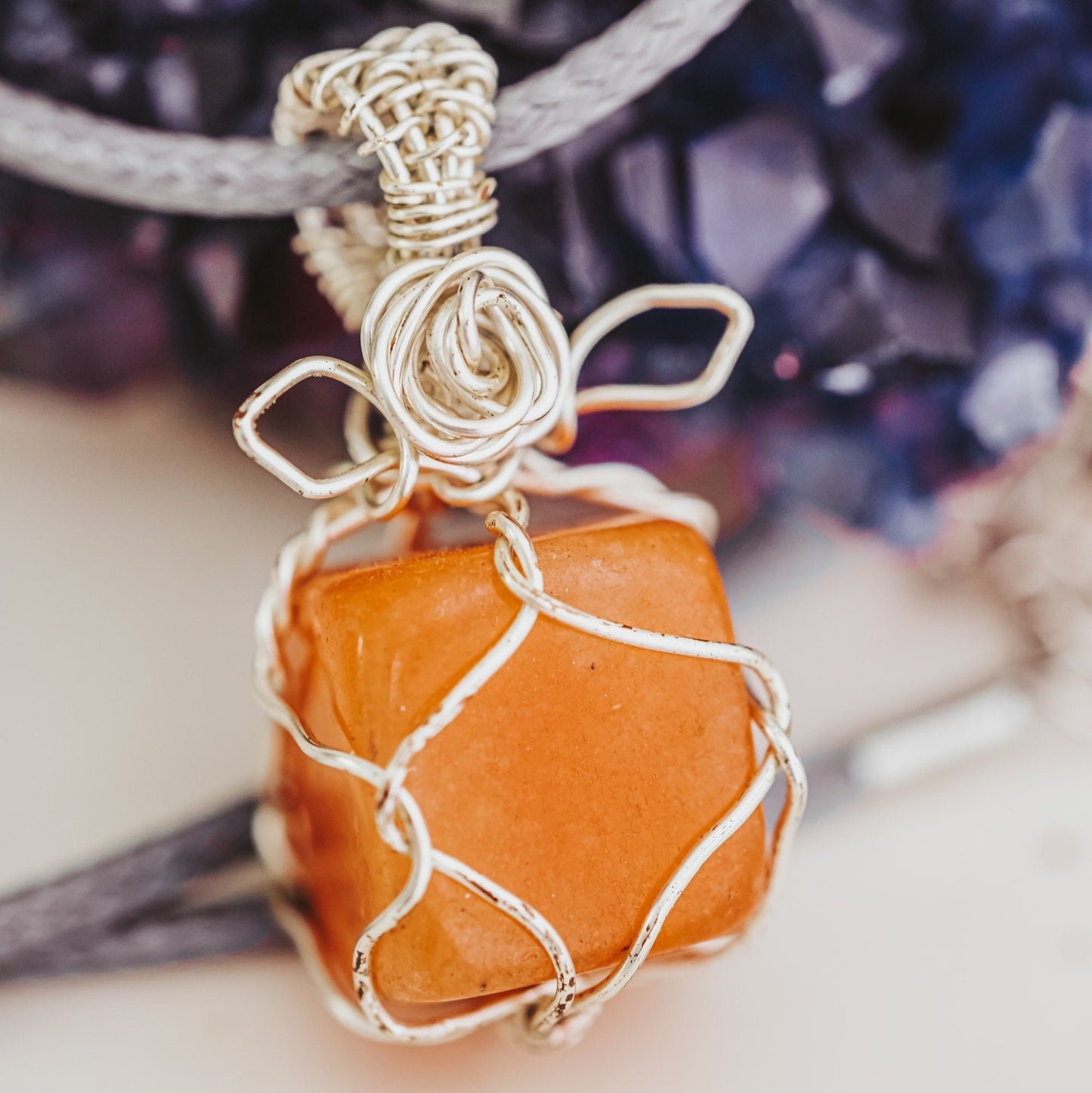Silver Wire Wrapped Pendant, Carnelian Necklace, Mothers Day Gift, Witch Jewelry