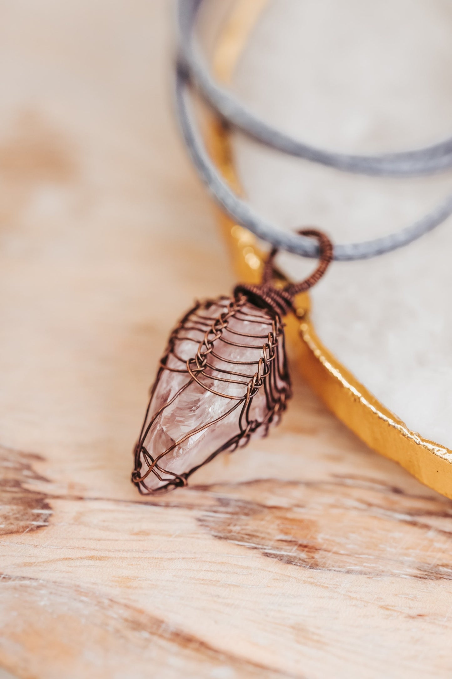 Raw Amethyst Necklace, Copper Wire Wrapped Pendant, Best Friend Gift , Witch Jewelry