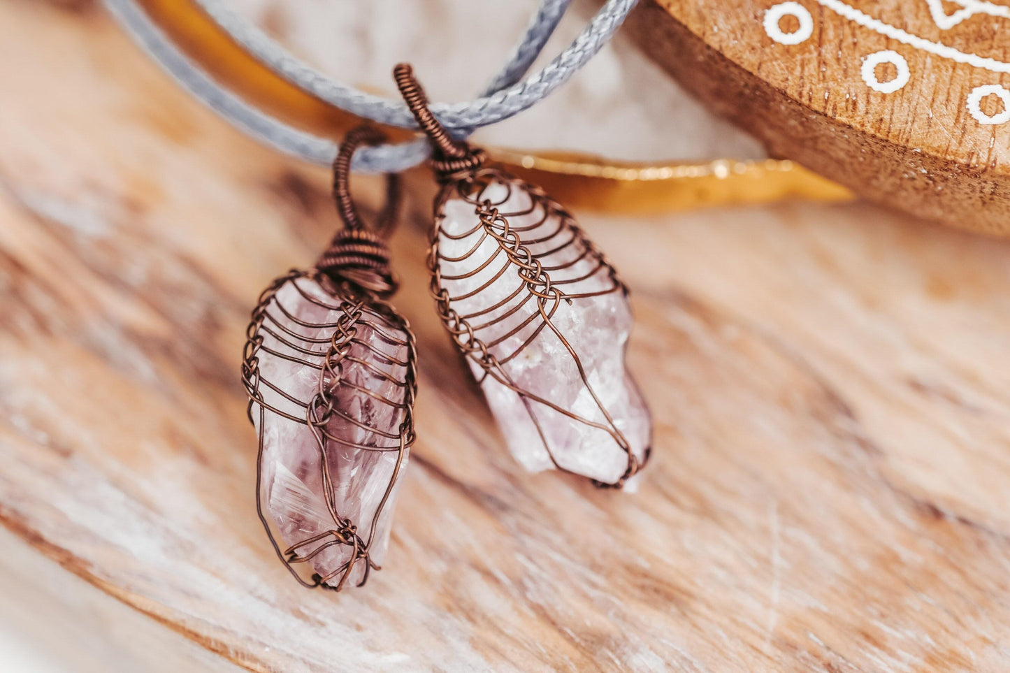 Raw Amethyst Necklace, Copper Wire Wrapped Pendant, Best Friend Gift , Witch Jewelry