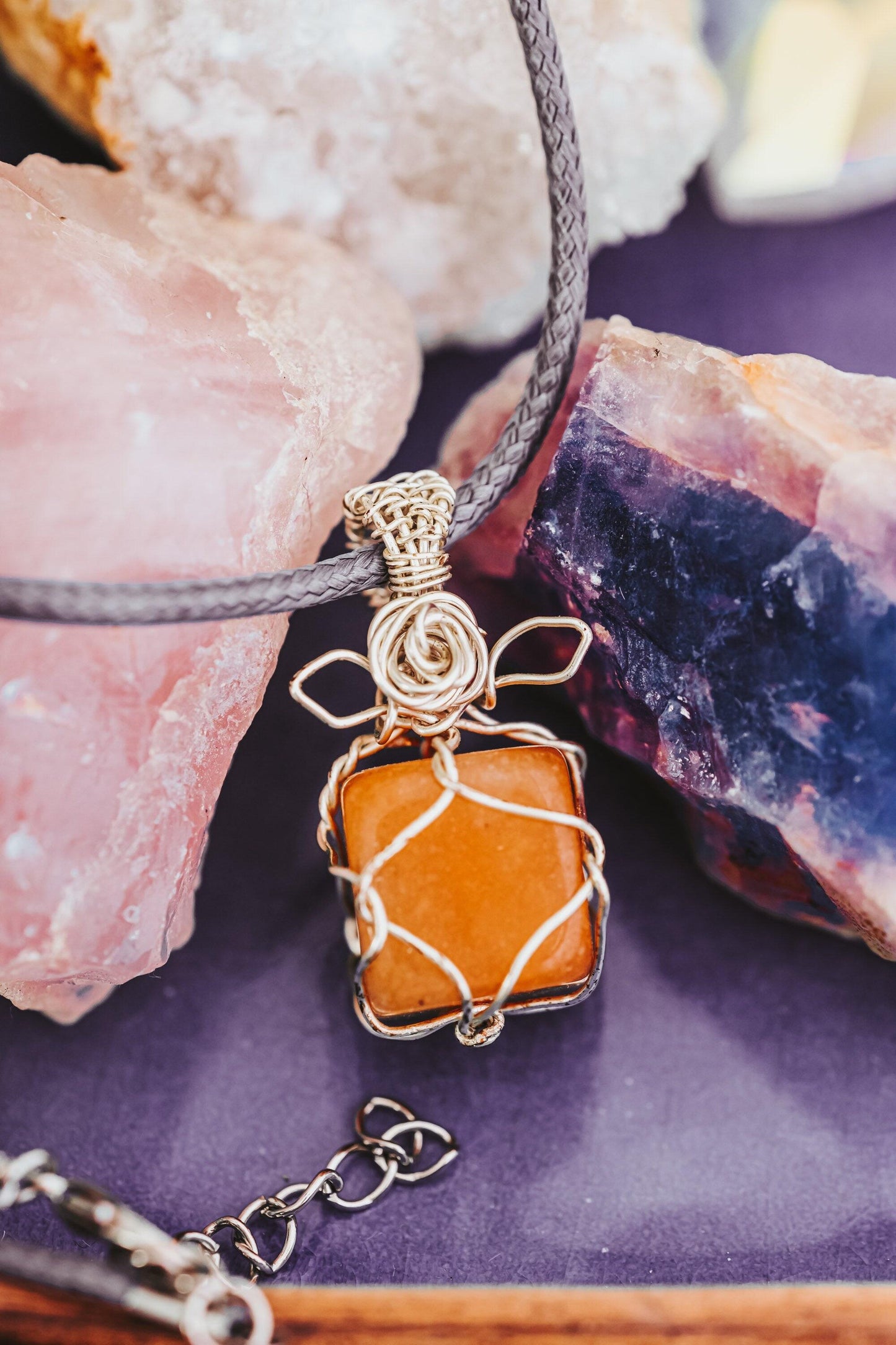 Silver Wire Wrapped Pendant, Carnelian Necklace, Mothers Day Gift, Witch Jewelry
