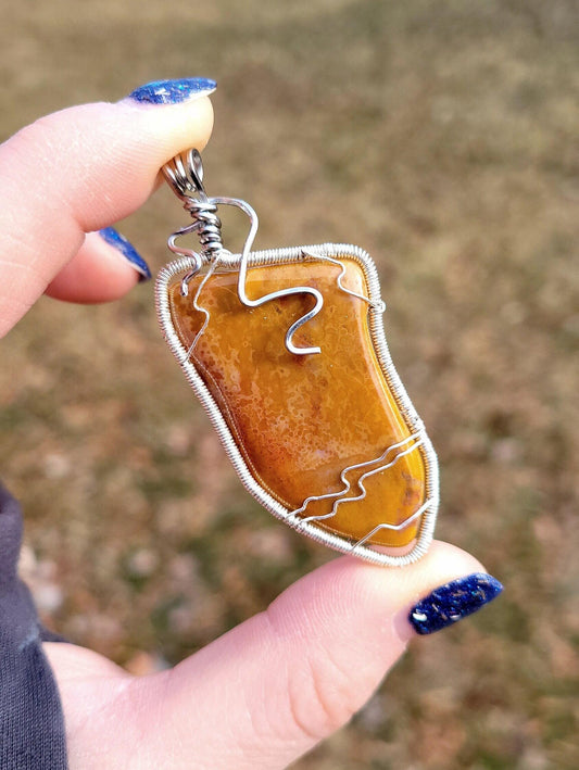 Brown Agate Slice Pendant
