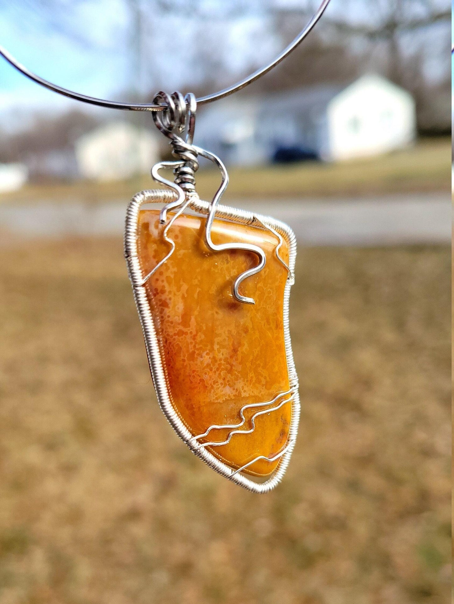 Brown Agate Slice Pendant