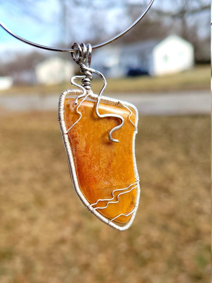 Brown Agate Slice Pendant