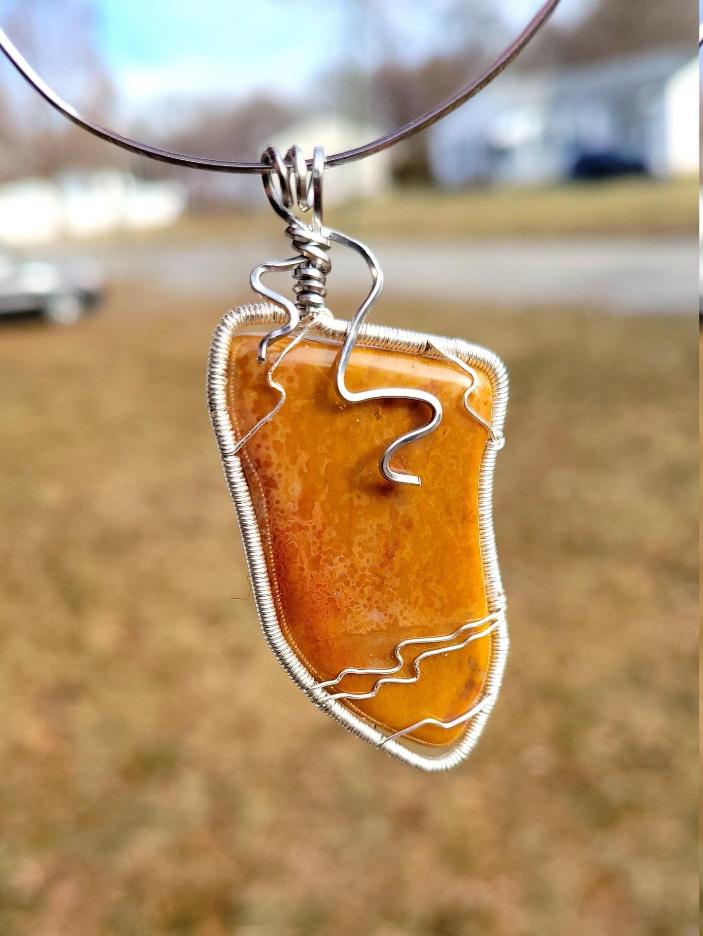 Brown Agate Slice Pendant