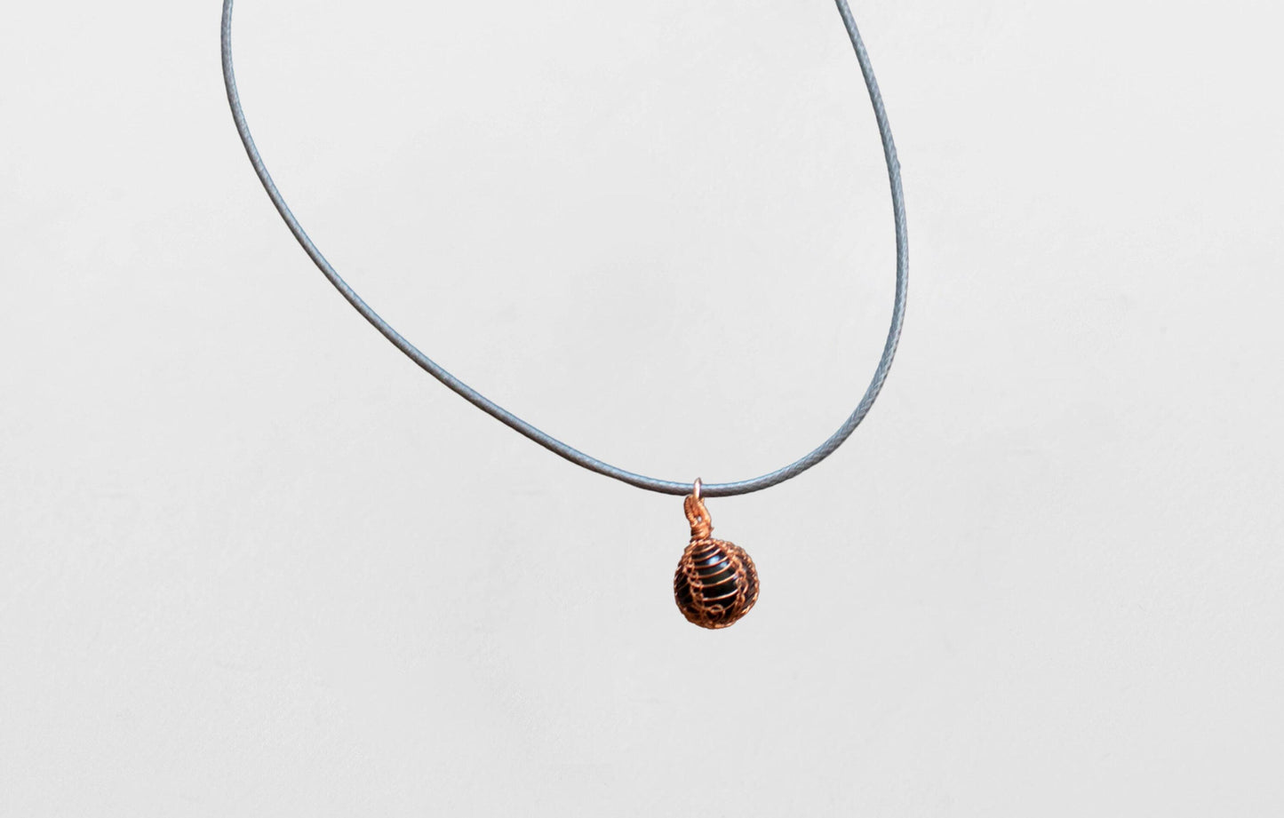 Black Onyx Necklace, Copper Wire Wrapped Pendant, Anniversary Gift, Gothic Necklace