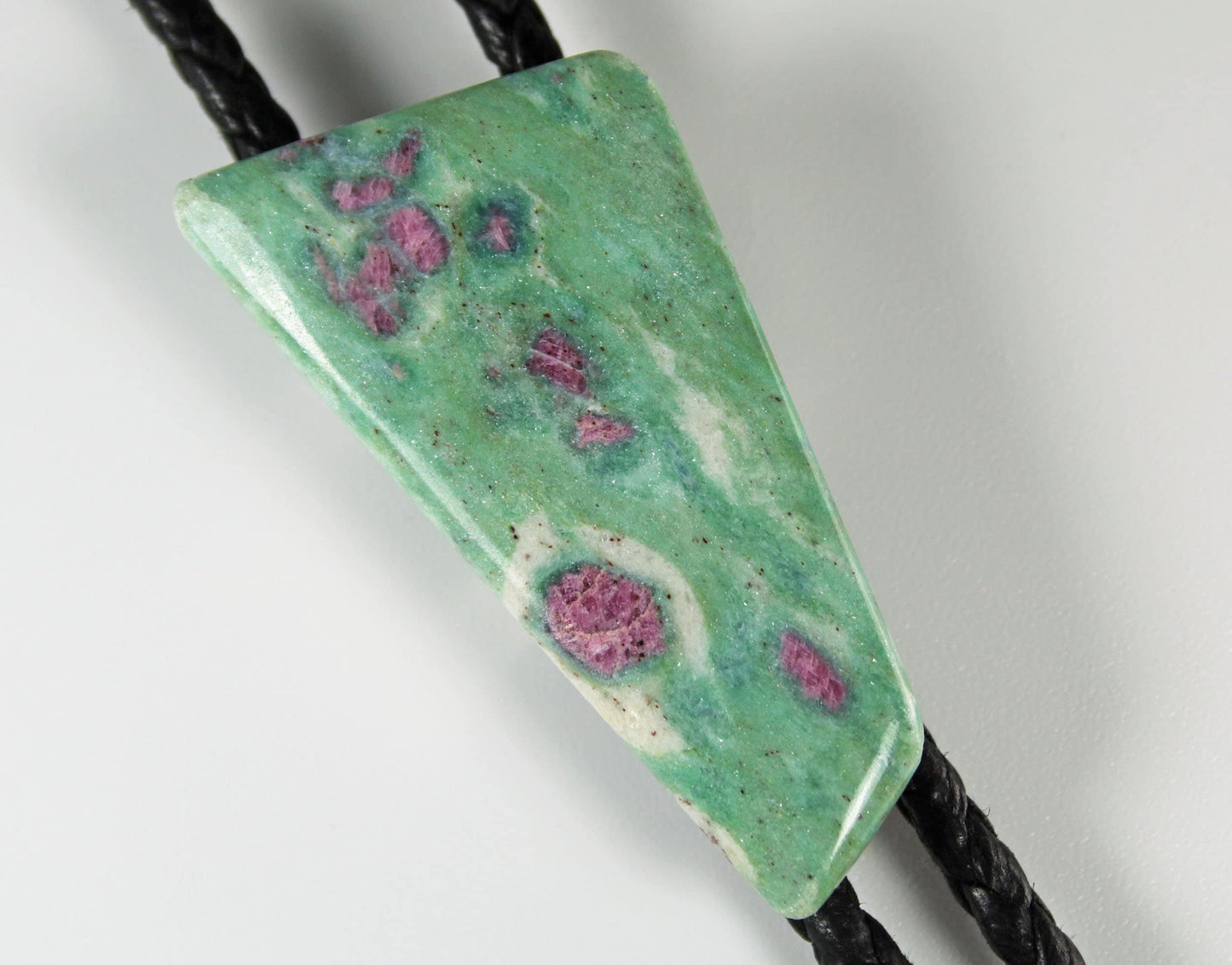 Natural Stone Bolo Tie, Ruby Fuchsite Bolo Tie, Custom Gemstone Bolo Tie for Men & Women, Unique Handmade Bolo Tie, Wedding Bolo Tie