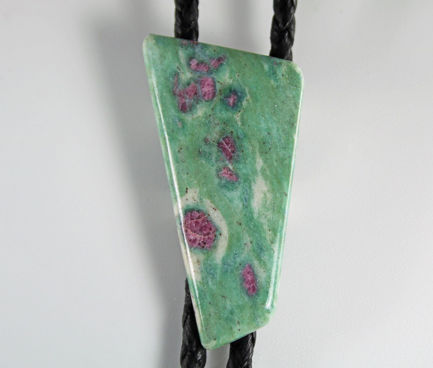 Natural Stone Bolo Tie, Ruby Fuchsite Bolo Tie, Custom Gemstone Bolo Tie for Men & Women, Unique Handmade Bolo Tie, Wedding Bolo Tie