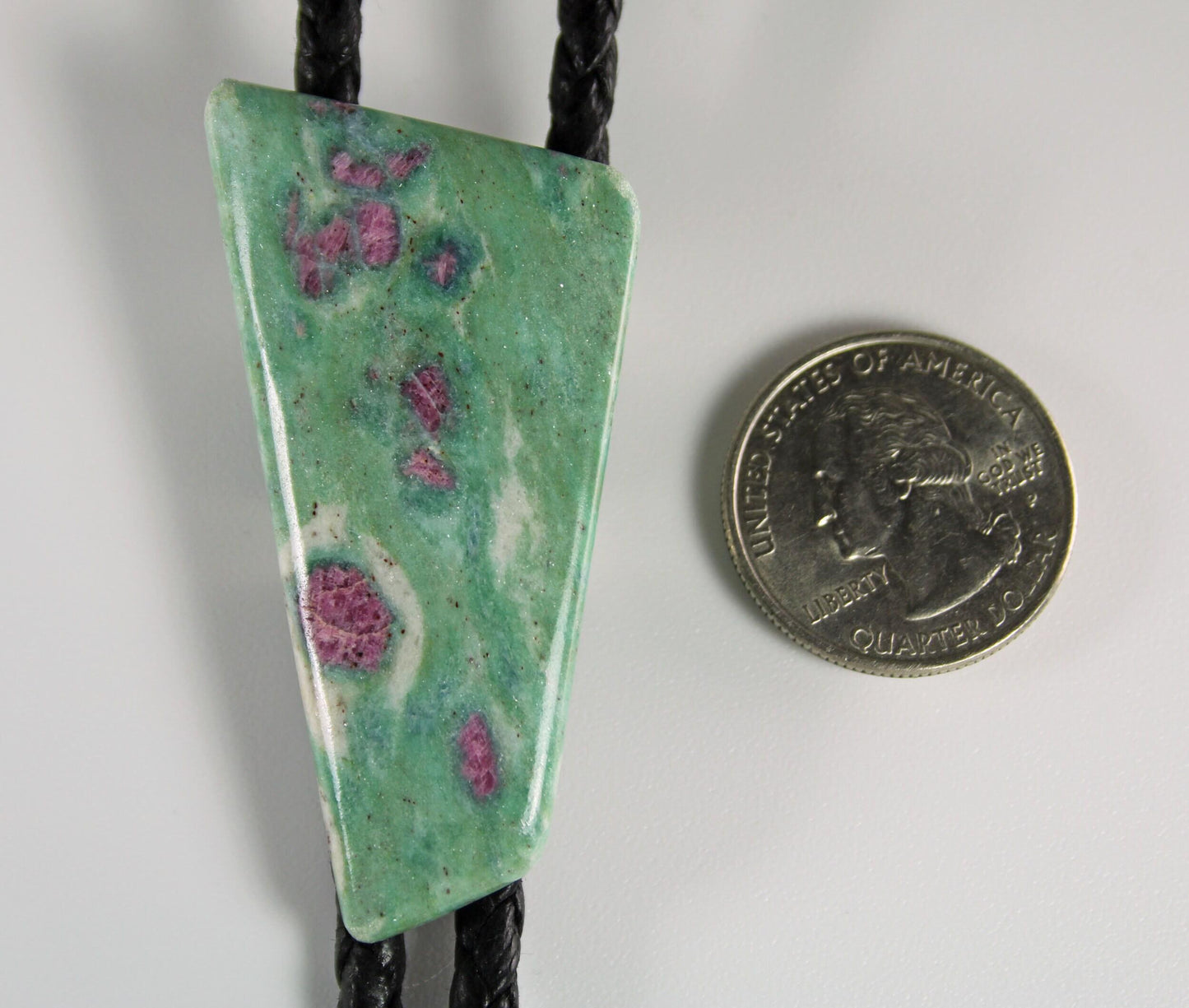 Natural Stone Bolo Tie, Ruby Fuchsite Bolo Tie, Custom Gemstone Bolo Tie for Men & Women, Unique Handmade Bolo Tie, Wedding Bolo Tie