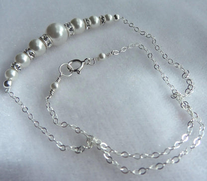 Crystal Rhinestone Pearl Round Necklace,Bridesmaids Gift Necklace,Bride Bridal Necklace,Wedding Necklaces for Brides,Simple Wedding Necklace