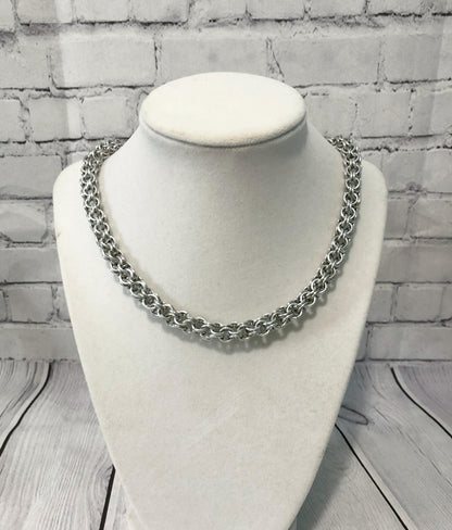 Inverted Round Chainmaille Necklace, Aluminum Chain, 18-26 Inch