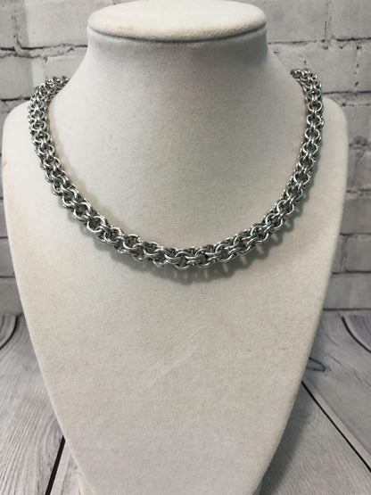 Inverted Round Chainmaille Necklace, Aluminum Chain, 18-26 Inch