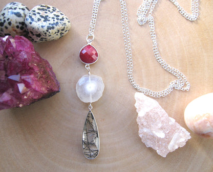 Long Quartz Teardrop Necklace