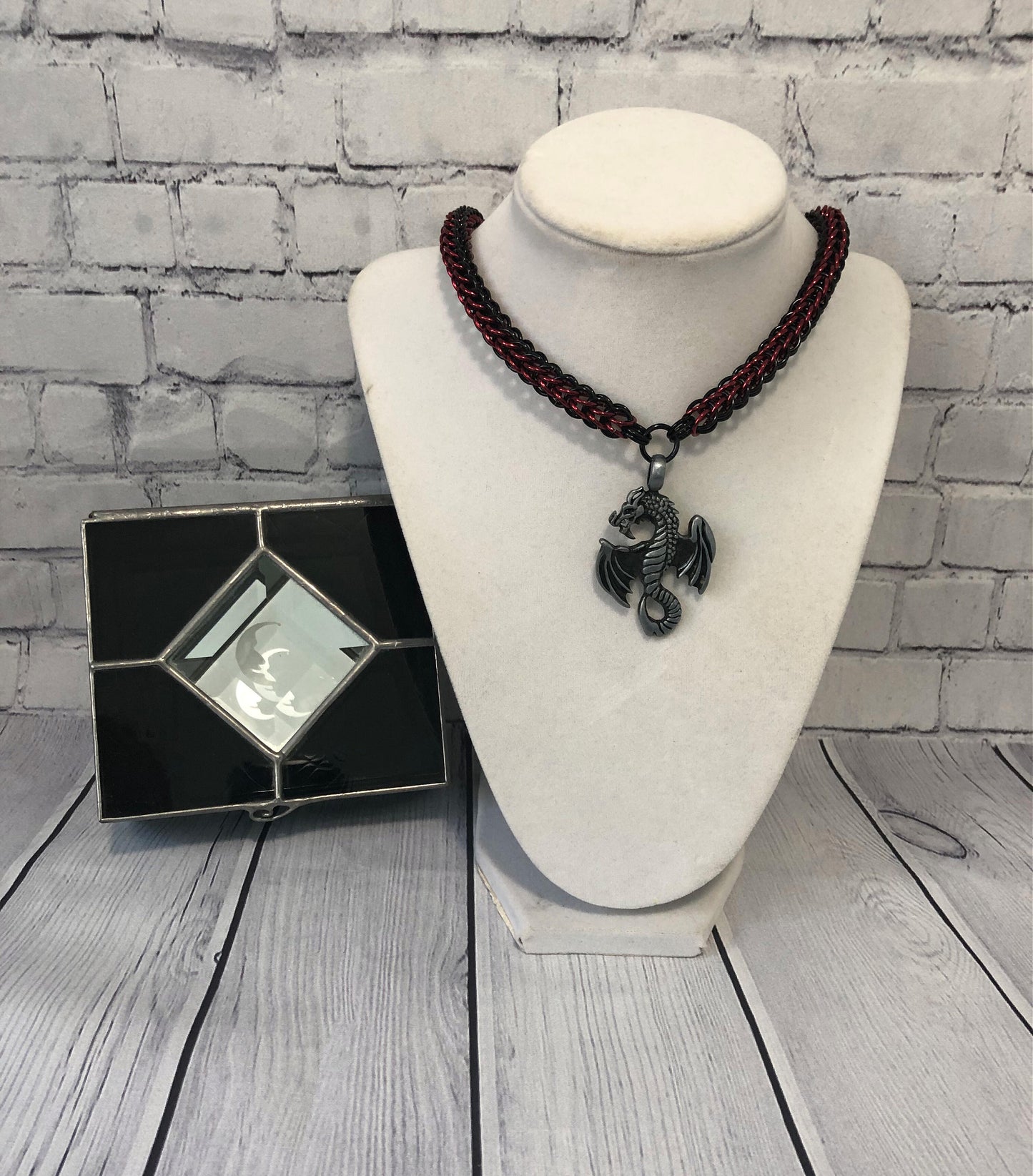Dragon Pendant Necklace, Full Persian Chainmaille, 18-26 Inch